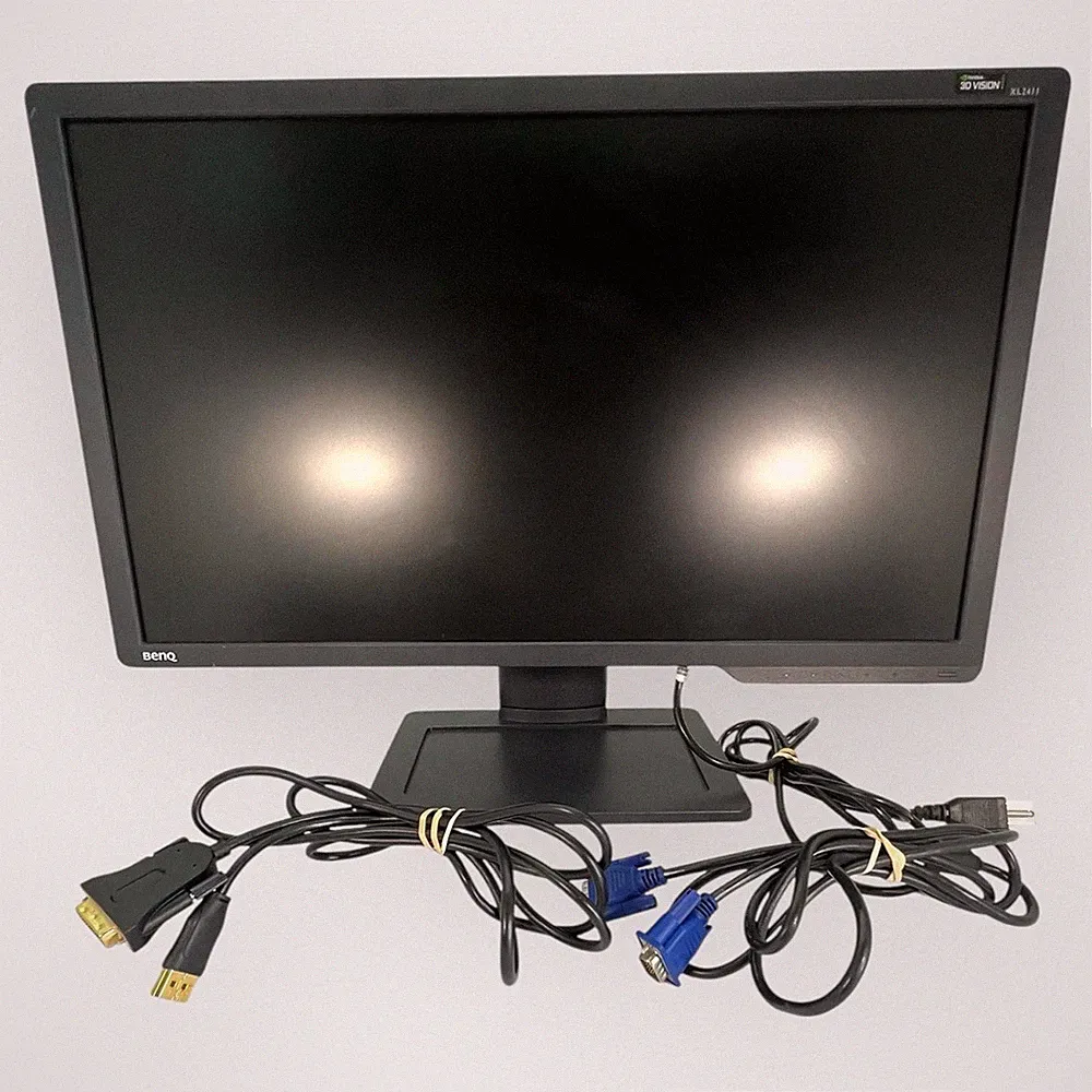 BenQ Zowie XL2411-B Monitor 24” Display Swivel Base D-SUB & DVI-D Cables Tested