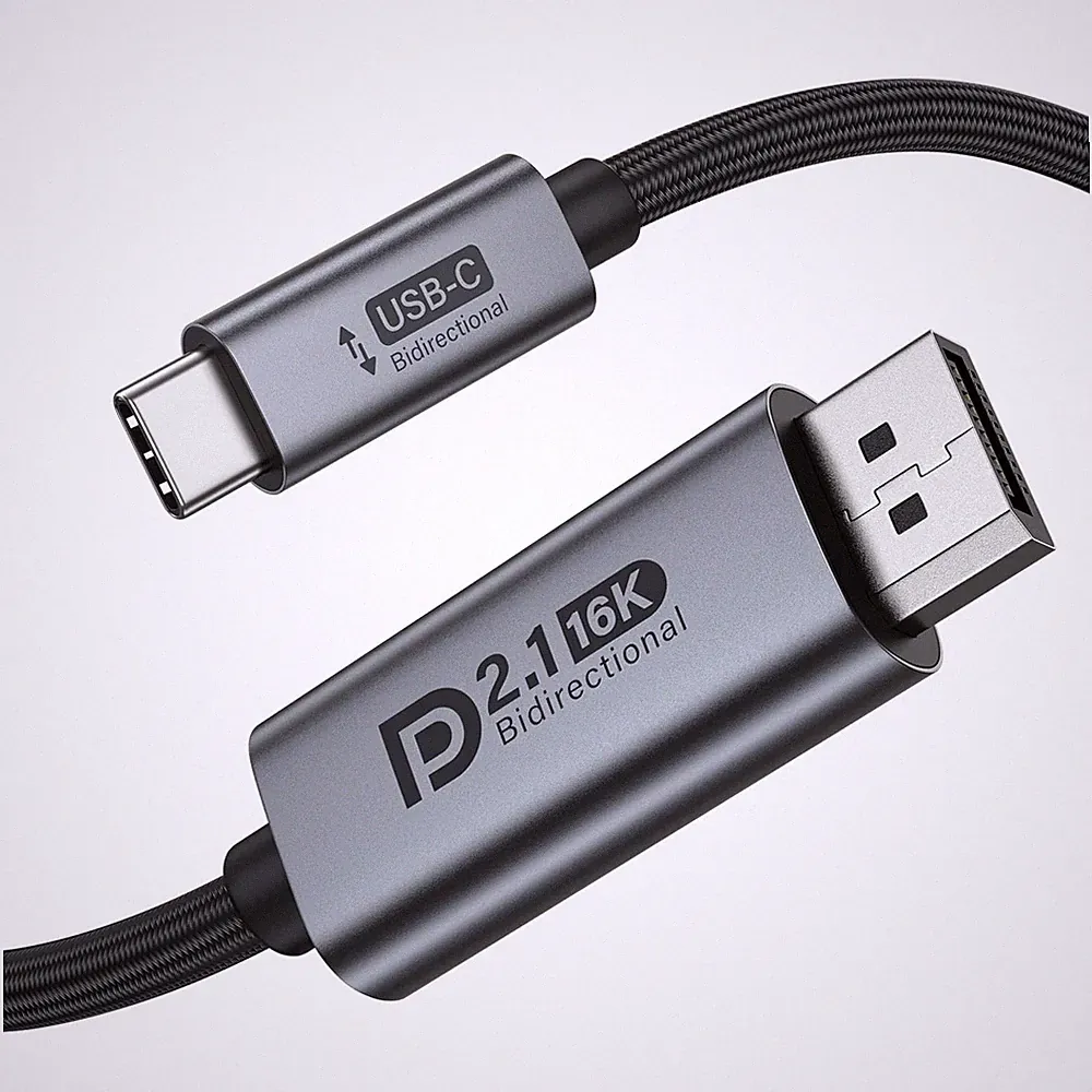 Bidirectional USB C To DisplayPort 2.1 Cable 16K@60Hz 8K@240Hz Cord 10ft