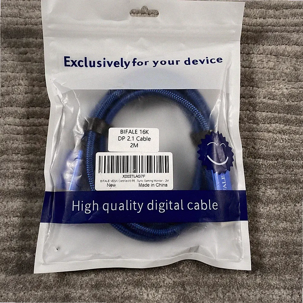 BIFALE 16K DisplayPort 2.1 Cable 7 Ft Blue VESA Certified Gaming Monitor Cord