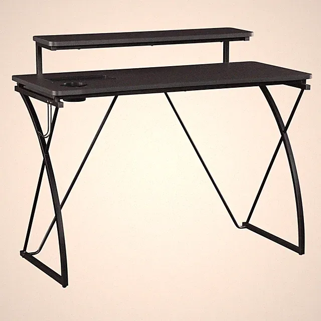 Biome 44" Battlestation Gaming Desk With Bluetooth LED Lights in Steel Gray