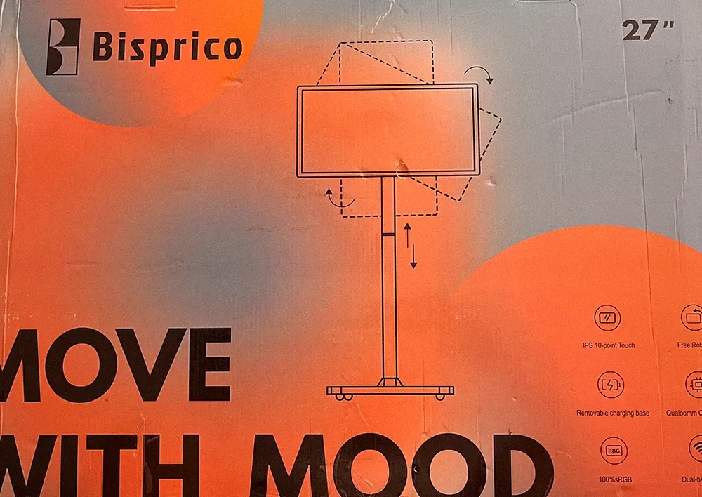 BISPRICO 27-INCH 1080P PORTABLE TOUCH-SCREEN MONITOR 8GB 128GB STORAGE.OPEN BOX