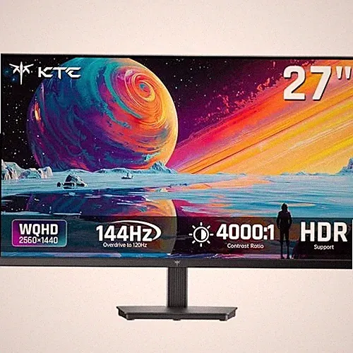 Black - KTC 27" QHD Computer Monitor, 144Hz Gaming PC Monitor, 4000:1, H27T27S