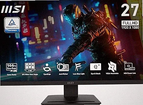 BLACK - MSI PRO MP273L E14 27" FHD 1920 X 1080 144HZ GAMING OFFICE MONITOR