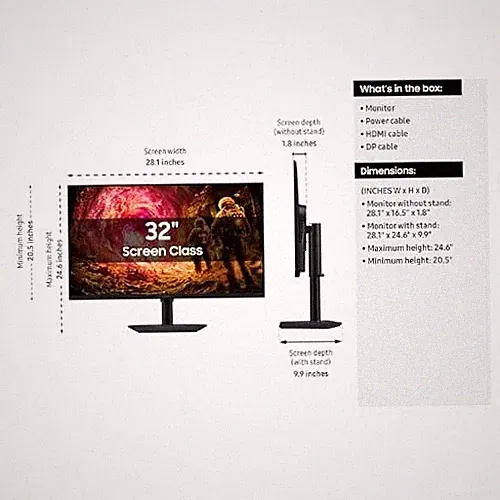 BLACK - SAMSUNG 32” ODYSSEY G5 (G50F) SERIES QHD GAMING MONITOR 180HZ, FAST IPS