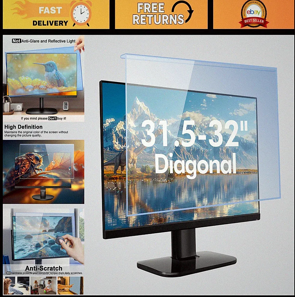 Blue Light Filter Monitor Screen Protector 31.5-32 Inch, Eye Protection Anti-Scr