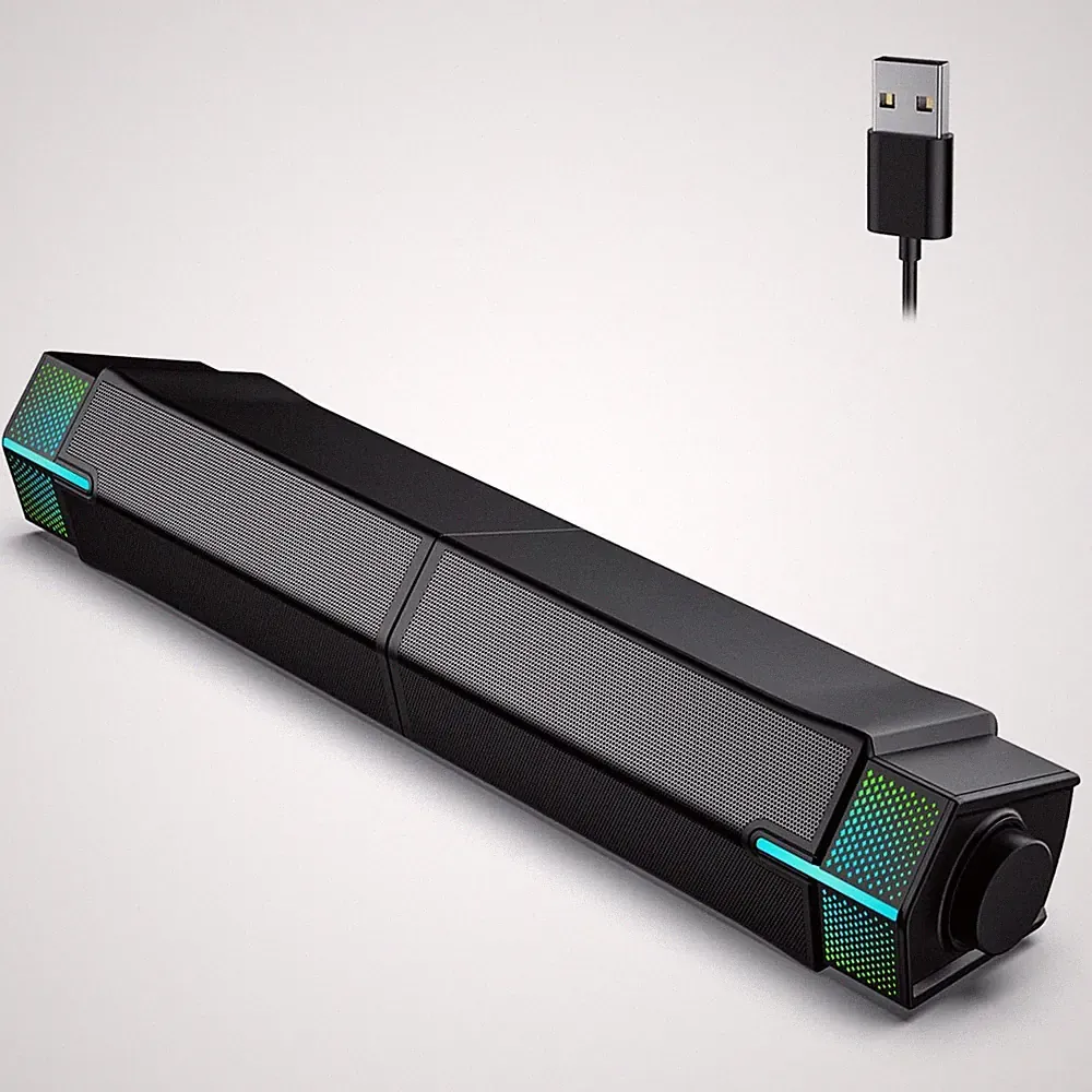 Bluetooth Computer Speakers PC Desktop Monitor Gaming Sound Bar USB RGB Light
