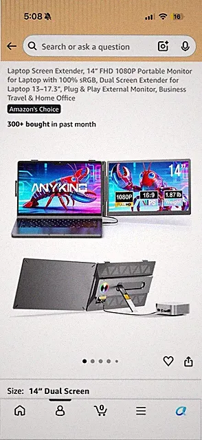 Brand New Laptop Screen Extender, 14” FHD 1080P Portable Monitor for Laptop