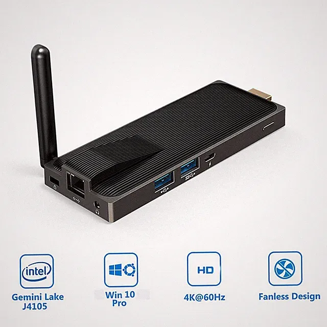 Brandnew Fanless Mini Pc Portable Computer TV Stick Intel J4105 Win10 Memory64GB