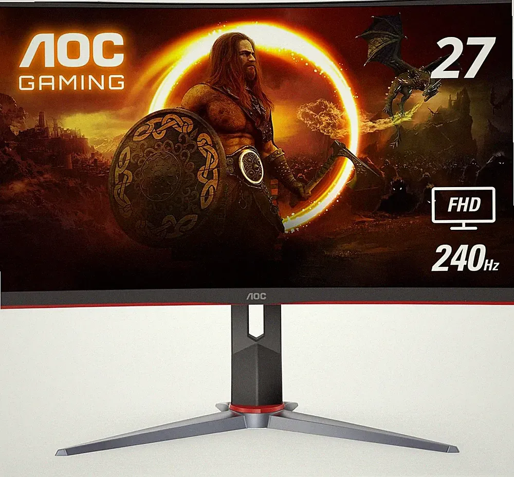 C27G2Z 27" Curved Frameless Ultra-Fast Gaming Monitor, FHD 1080P, 0.5Ms 240Hz, F