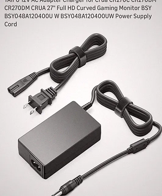 Charger for Crua CR270C CR270BM CR270DM CRUA 27" Full HD Curved Gaming Monitor