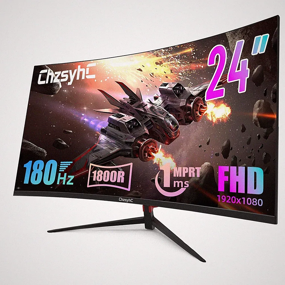 ChzsyhC 24 Inch Curved 180Hz Gaming Monitor, 1800R Curved Gaming Monitor, 1ms...