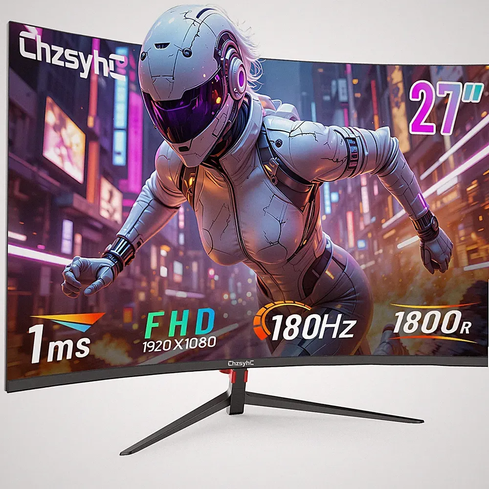 ChzsyhC 27 Inch Curved 180Hz Gaming Monitor, 1800R Curved Gaming Monitor, 1ms...