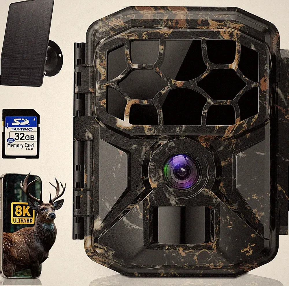 Cokque Trail Camera - Solar 8K 60MP WiFi Game with 0.1S Wildlife Monitoring.