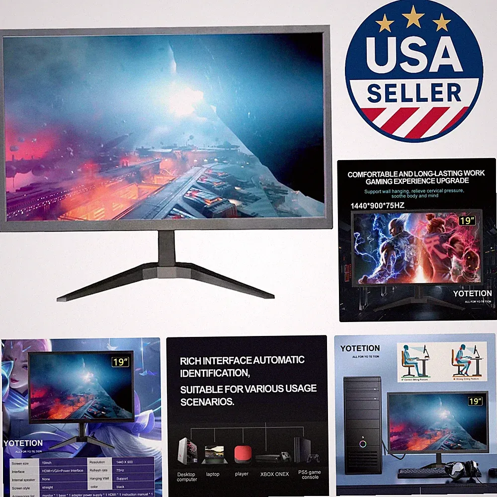 Compact 19-Inch HDMI Monitor with 1440x900 Resolution & Low Blue Light Feature