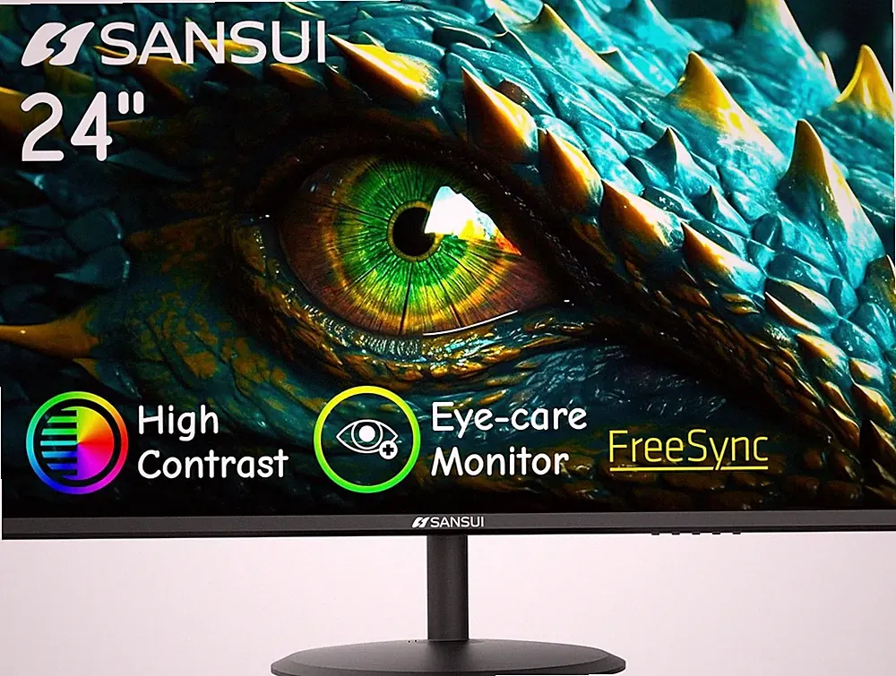 Computer Monitor 24 Inch Eye Care FHD 1080P Display HDMI,VGA Ports with 178° Vie