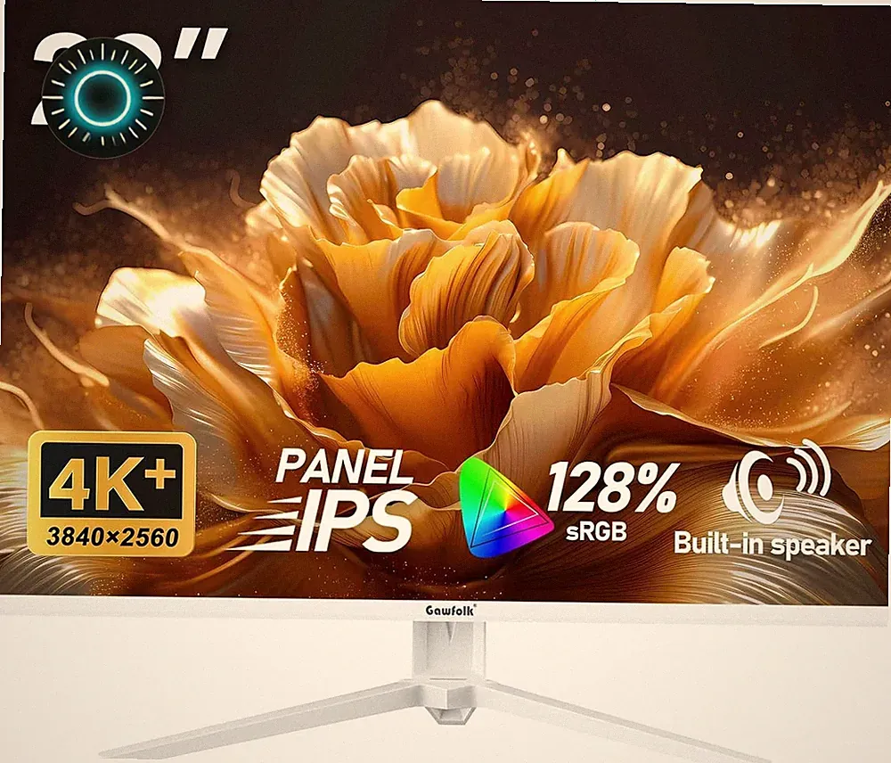 Computer Monitor 28 inch 4K UHD 3840x2560 IPS White DisplayPort HDMI Gawfolk NEW