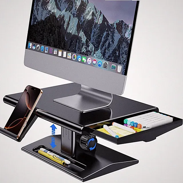 Computer Monitor Stand Desk Riser 5.76.5 Inch Height Adjustable Drawer Shelf