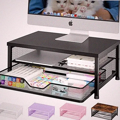 Computer Monitor Stand Riser, Desk Organizers and Accessories with Blcak