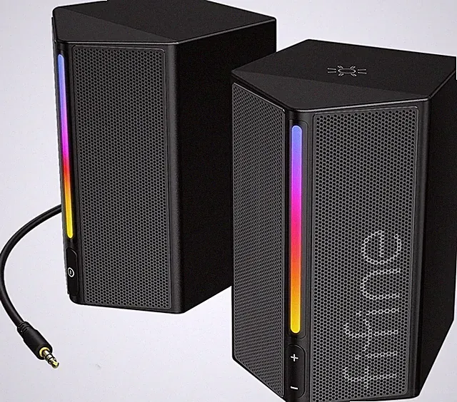 Computer Speakers, Desktop PC Speakers with Volume Control, RGB Gaming Loudspeak