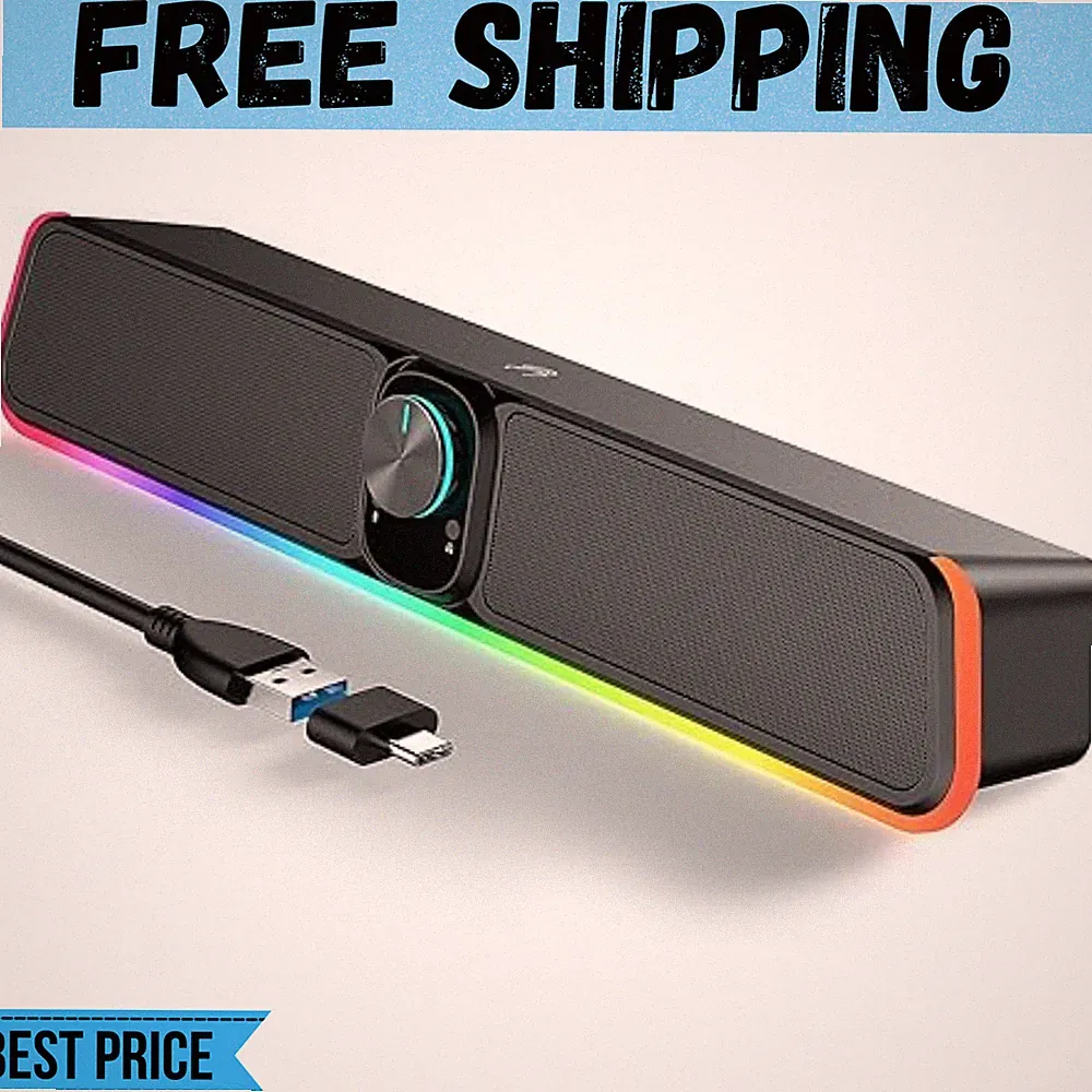 Computer Speakers for Desktop Monitor, PC Speakers with Touch Lights, Volume
