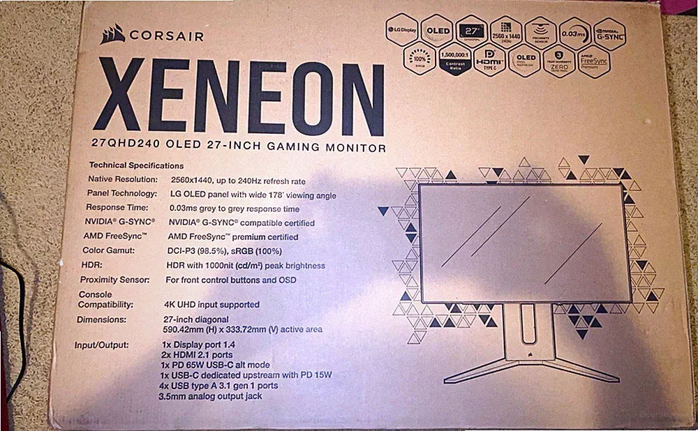 Corsair XENEON 27QHD240 27in OLED QHD 2560x1440 240Hz Gaming Monitor