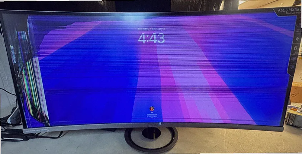 CRACKED -ASUS MX38VQ 34 Inch Curved Ultrawide Monitor FOR PARTS!