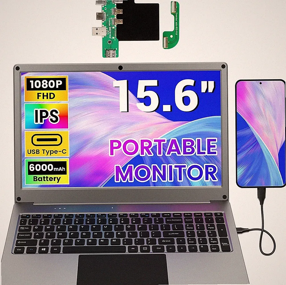 CrowView Note Portable Monitor with Keyboard, 15.6 Inch Lapdock Display 1080P