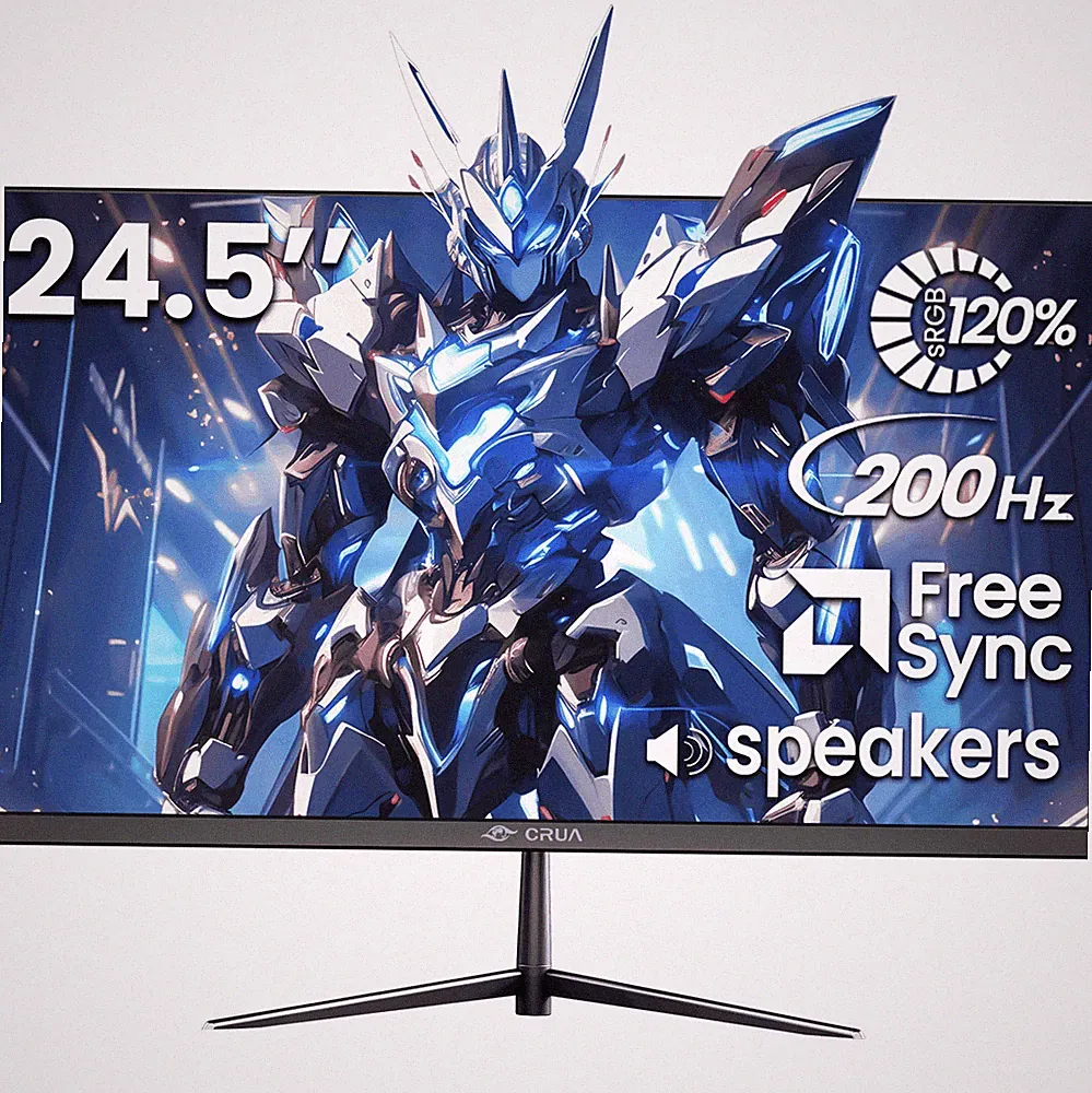 CRUA 24.5 Inch Gaming Monitor, IPS Full HD 1920x1080, 200Hz Refresh Rate, 120%