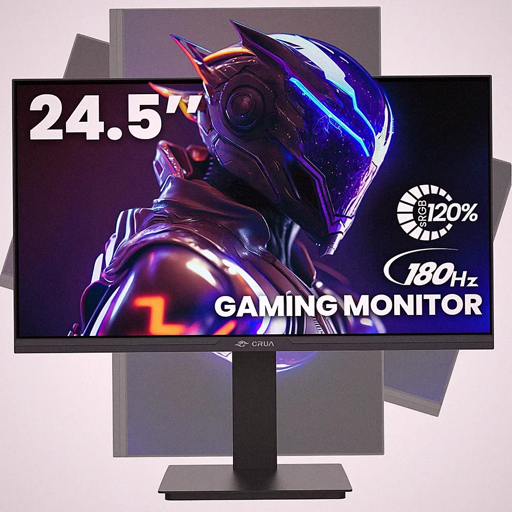 CRUA 24.5Inch Gaming Monitor 165Hz/180Hz, FHD(1920x1080P) 24.5Inch, Black
