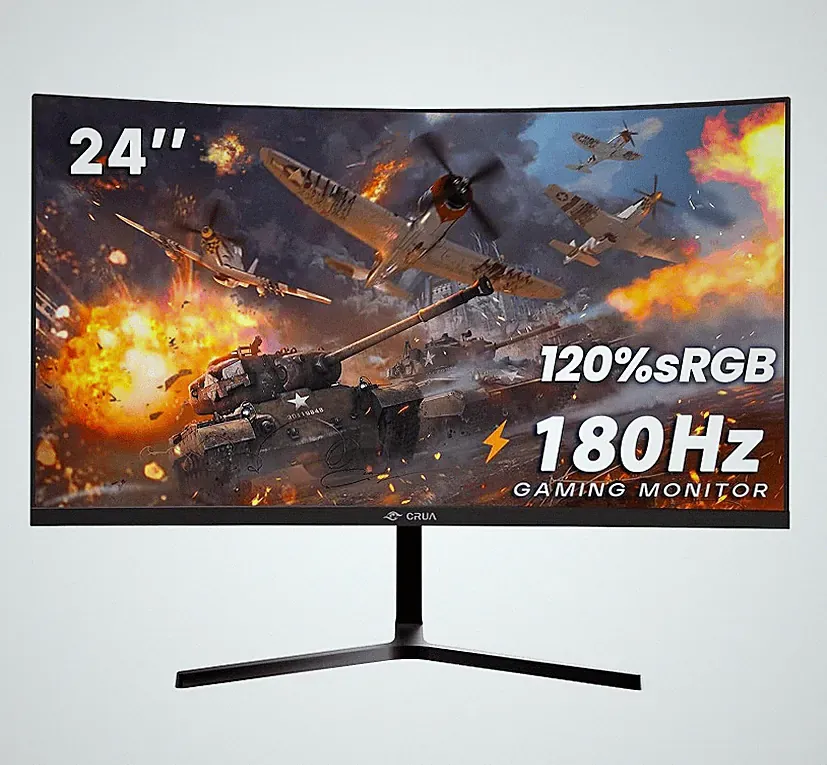 CRUA 24" Curved Gaming Monitor FHD 1080P LED FreeSync Computer Monitor Black