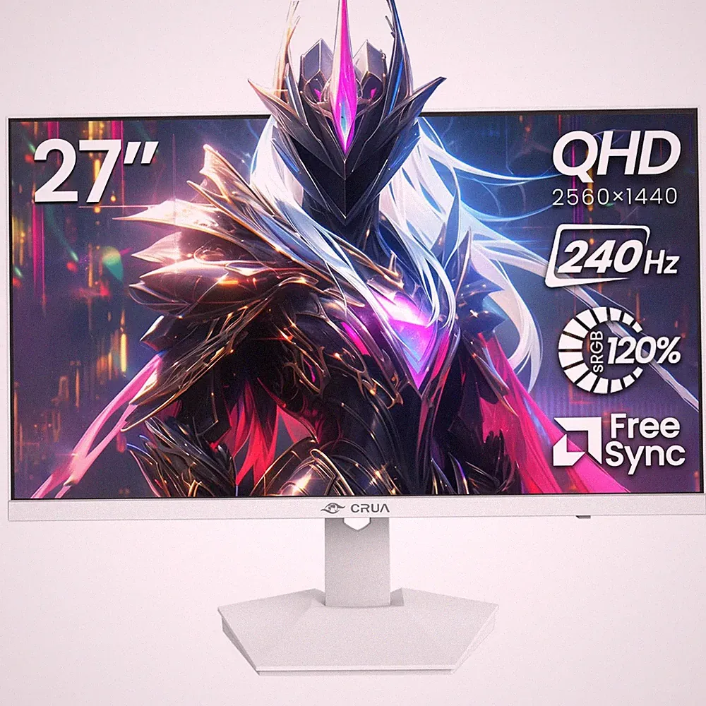 CRUA 27" 240Hz Gaming Monitor, QHD 2560x1440 IPS Display, AMD FreeSync, 120%...