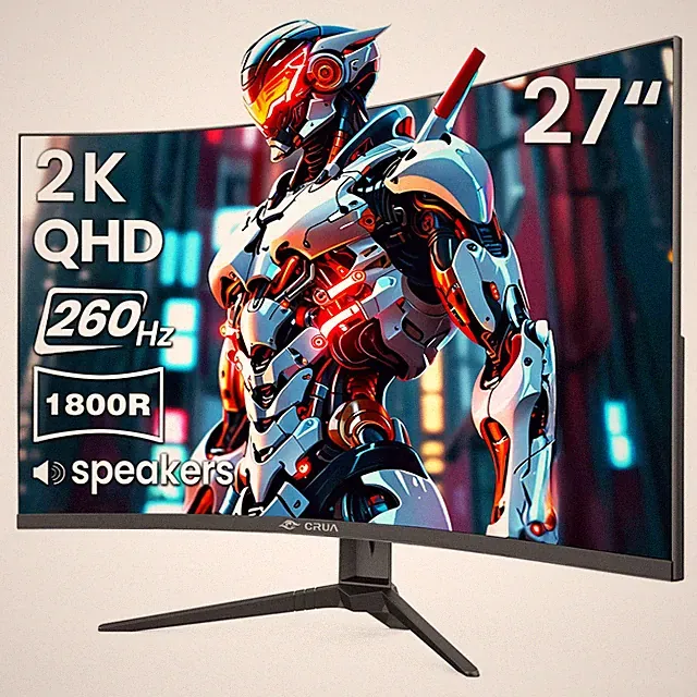 CRUA 27" Curved Gaming Monitor 260Hz 1440P 1800R VA QHD Computer Display
