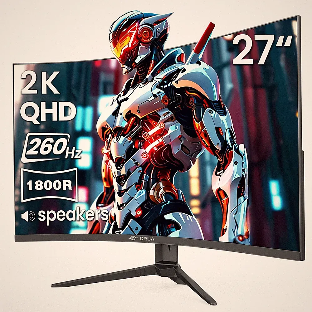 CRUA 27'' Curved Gaming Monitor 260Hz/240Hz, QHD 1440P 1800R VA Panel Compute...