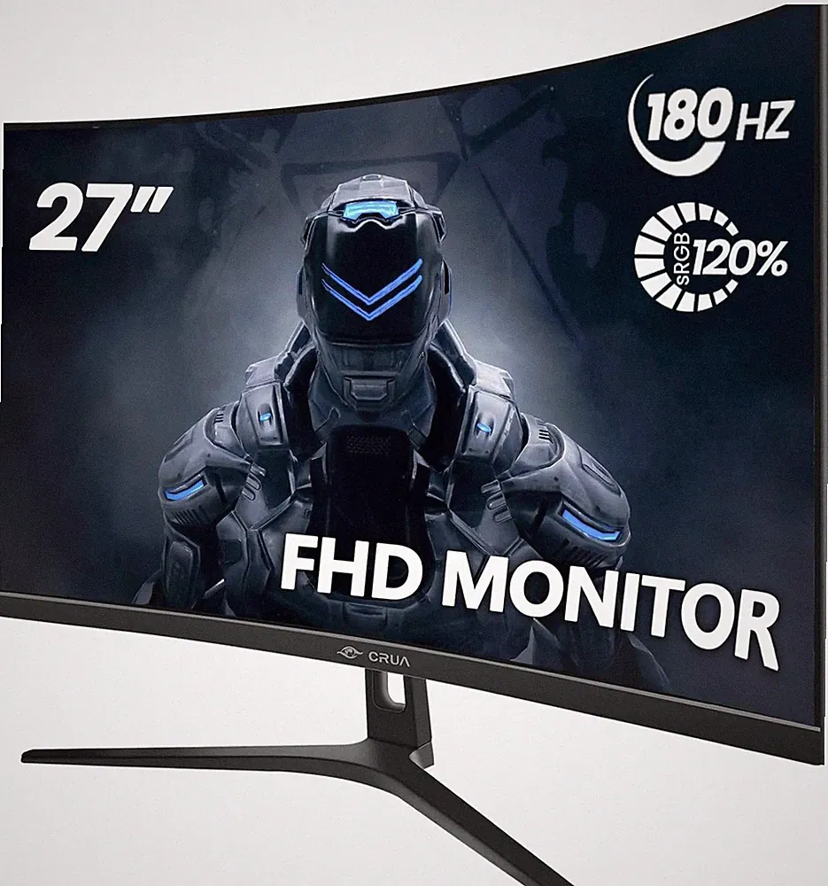CRUA 27" Curved Gaming Monitor, FHD 1920X1080P, 144Hz/180Hz Computer Monitor, 18
