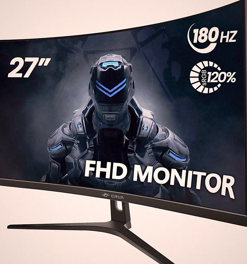 CRUA 27" Curved Gaming Monitor, FHD 1920X1080P, 144Hz/180Hz Computer Monitor, 18