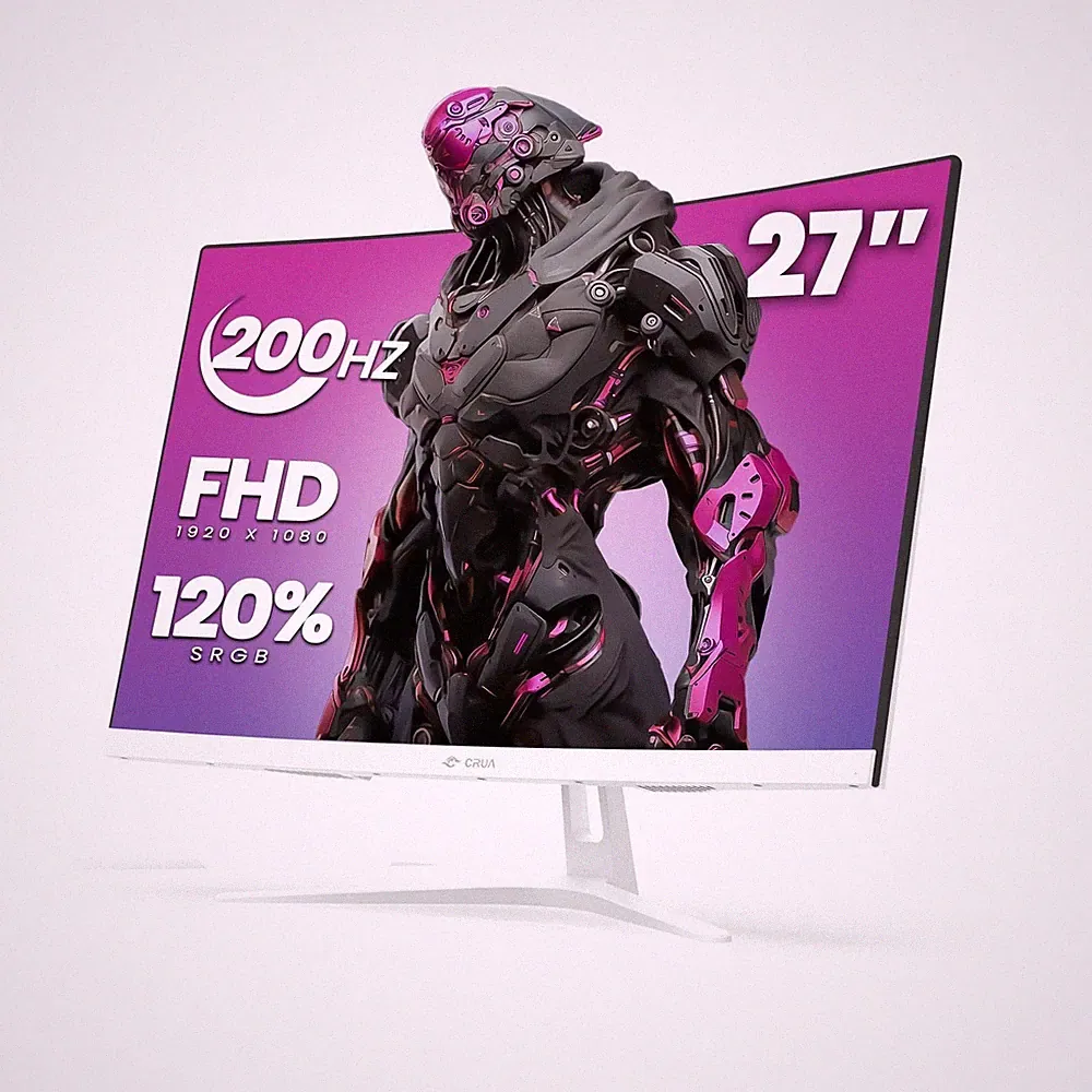 CRUA 27" Curved Gaming Monitor, FHD 1920x1080P, 165Hz/200Hz Computer Monitor,...