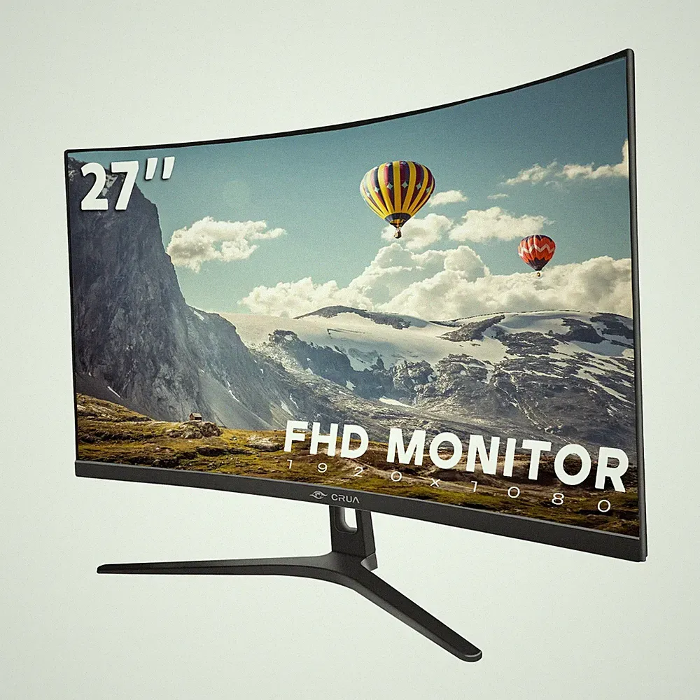 CRUA 27" Curved Monitor, FHD(1920x1080P) VA Panel, 100HZ, 120% sRGB Professio...