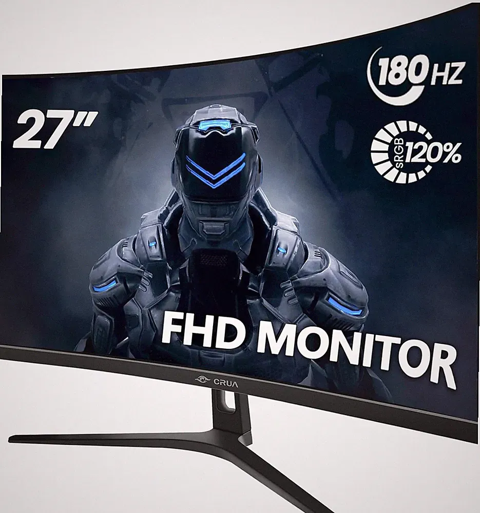 CRUA 27" FHD 1080P 180Hz Curved Gaming Monitor, 1800R, AMD Freesync, Black | VA