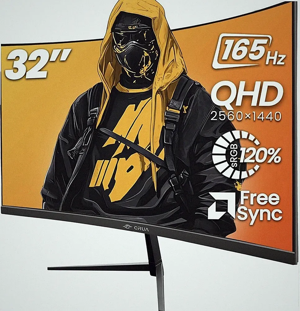 CRUA 32" Curved Gaming Monitor 2K QHD