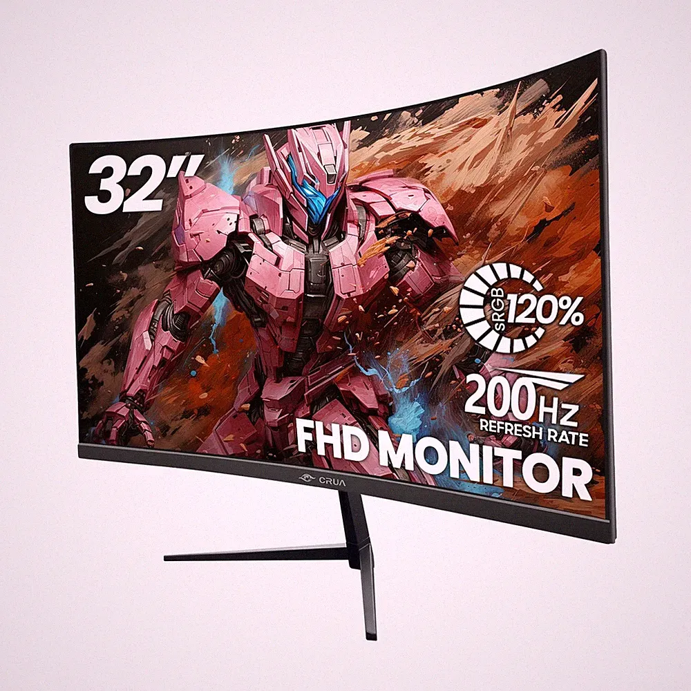 CRUA 32Inch Curved Gaming Monitor, FHD(1920 * 1080P) VA Screen 165Hz/200Hz, 1...