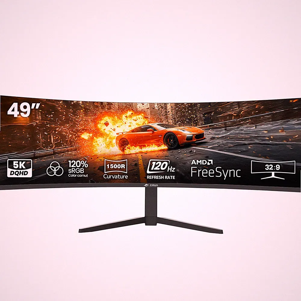 CRUA 49 Inch Ultra-Wide Curved Gaming Monitor, 120Hz | DQHD 5120x1440p, 1500R