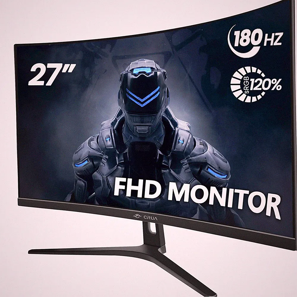 CRUA Cr270C 27" FHD 1080P 180Hz Curved Gaming Monitor, 1800R, AMD FreeSync