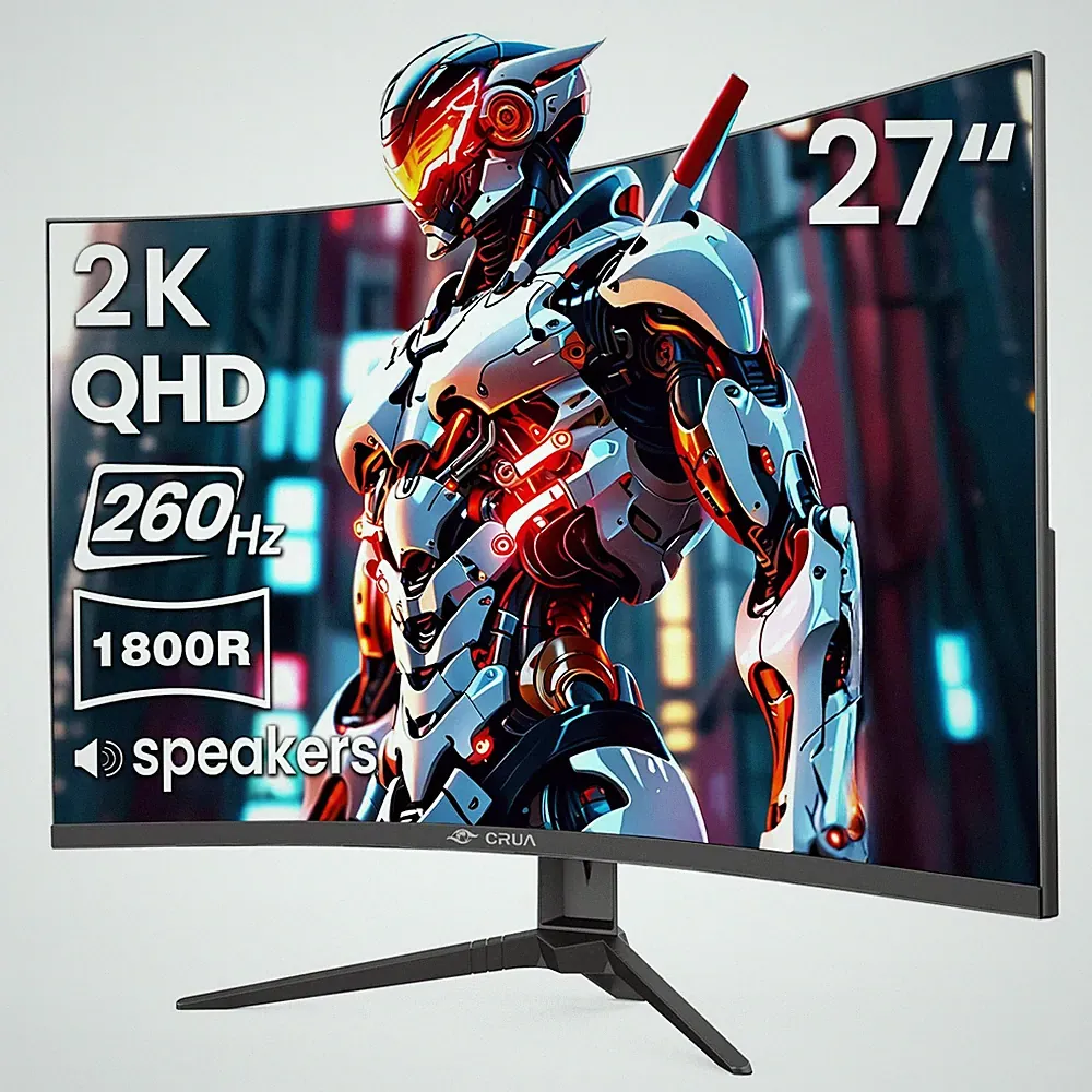 CRUA Cr270Qq 27 Inch QHD 260Hz Curved Gaming Monitor 1800R VA, Built-in Speakers