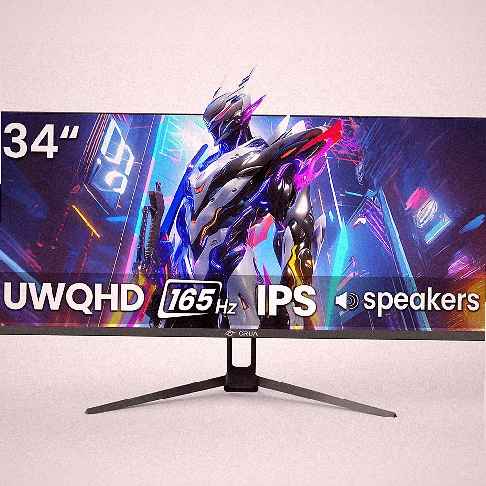 CRUA CR340G 34" Ultrawide Gaming Monitor, 3440x1440 UWQHD, 165Hz Refresh Rate