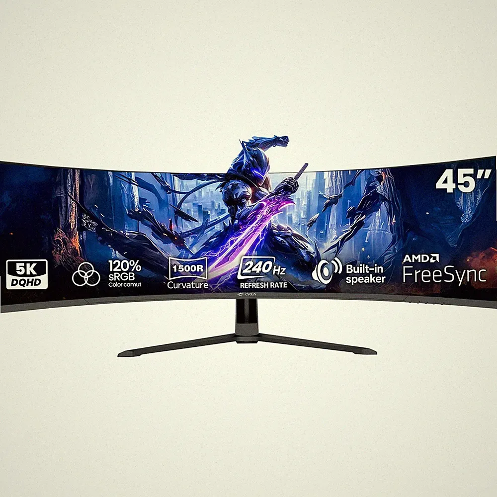 CRUA Cr400Qb 45" DQHD 240Hz Ultrawide Curved Gaming Monitor 1500R FreeSync Black