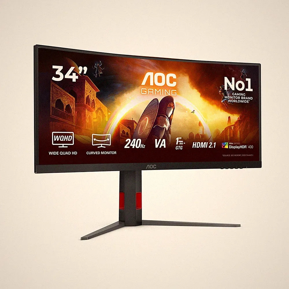 CU34G4Z 34 Inch Curved, UWQHD USB Hub Gaming Monitor, 240Hz, Fast VA Panel, 1...