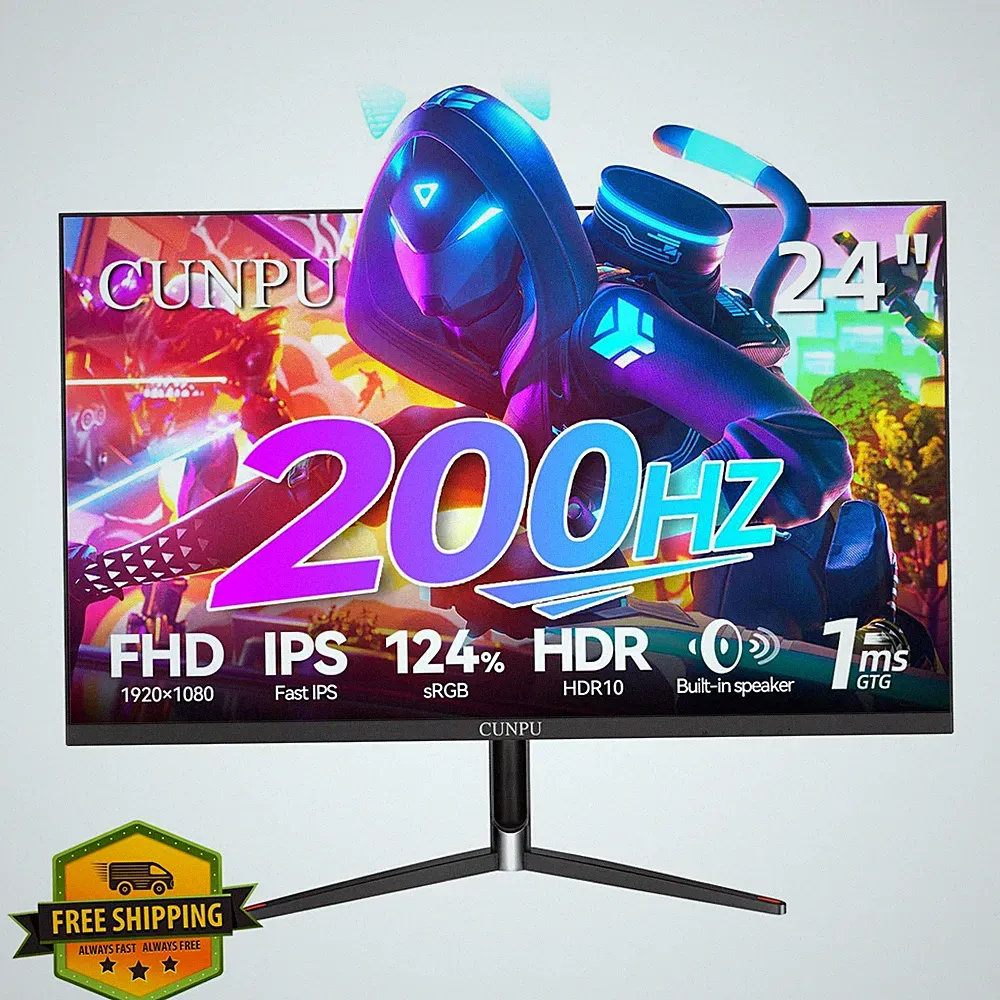 CUNPU 24" 1080P 200Hz Gaming Monitor, Fast IPS, 1ms HDR, FreeSync, G-Sync