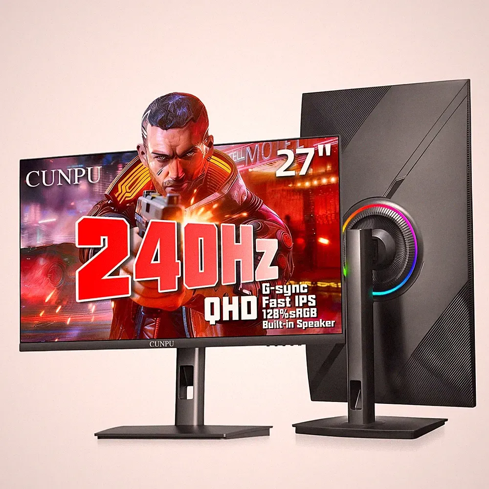 CUNPU 27 Inch 1440P 240Hz Gaming Monitor, Fast IPS, 1ms GTG 27 Inch, Black