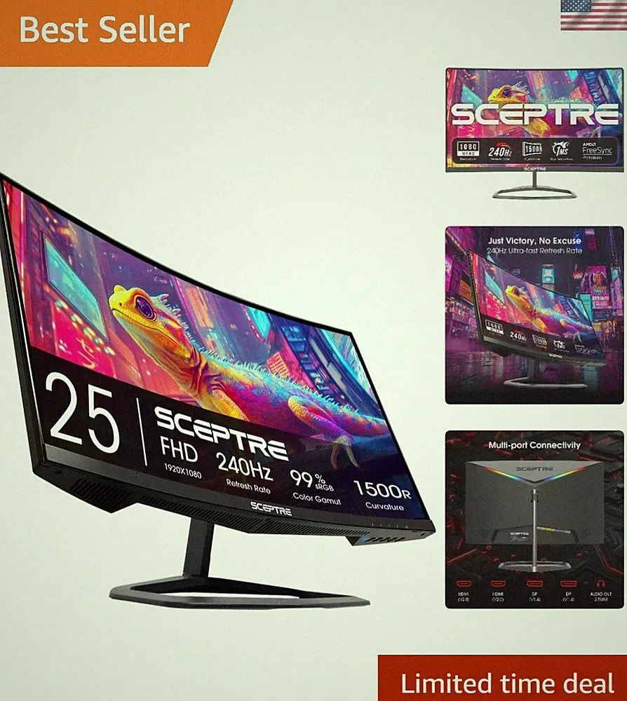 Curved 24.5-inch Prime Gaming Monitor up to 240Hz 1080p R1500 1ms DisplayPort...