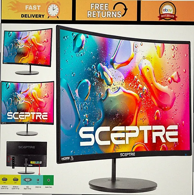 Curved 24" Gaming Monitor 1080p R1500, 98% sRGB, HDMI x2, VGA, Built-in Speakers